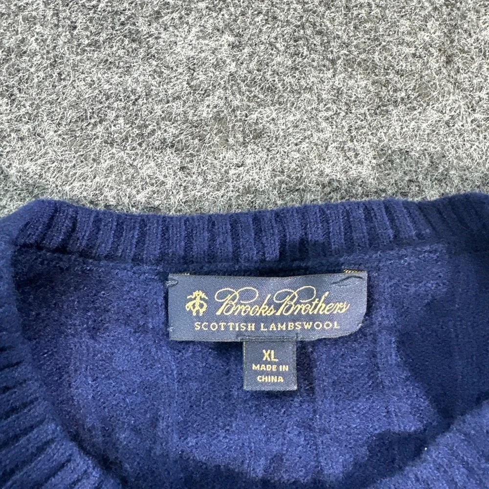 Brooks Brothers 100% Scottish Lambswool Cable Knit Sweater Mens XL Fits Large